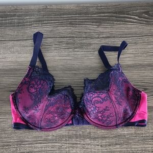 Adore Me Evelyn Lace Women's Bra - Navy and Pink